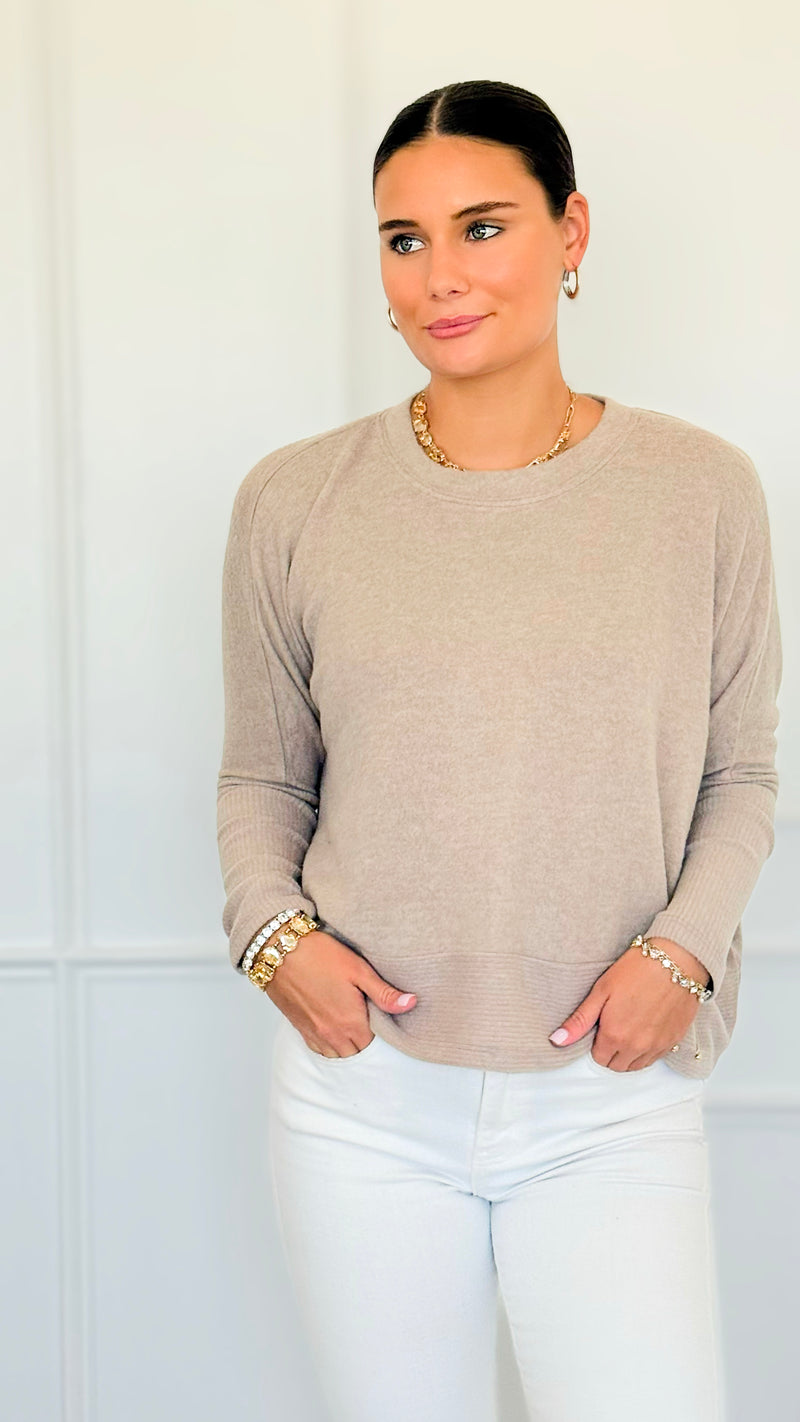 Brushed Melange Sweater - Ash Mocha-140 Sweaters-Zenana-Coastal Bloom Boutique, find the trendiest versions of the popular styles and looks Located in Indialantic, FL
