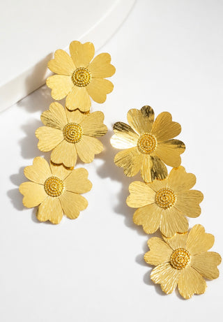 Triple Flower Drop Earring