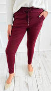 Love Endures Italian Jogger - Burgundy-180 Joggers-SUNNY HOLIDAYS-Coastal Bloom Boutique, find the trendiest versions of the popular styles and looks Located in Indialantic, FL