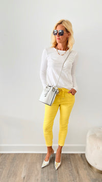 Love Endures Italian Jogger - Sunshine Yellow-180 Joggers-Germany-Coastal Bloom Boutique, find the trendiest versions of the popular styles and looks Located in Indialantic, FL