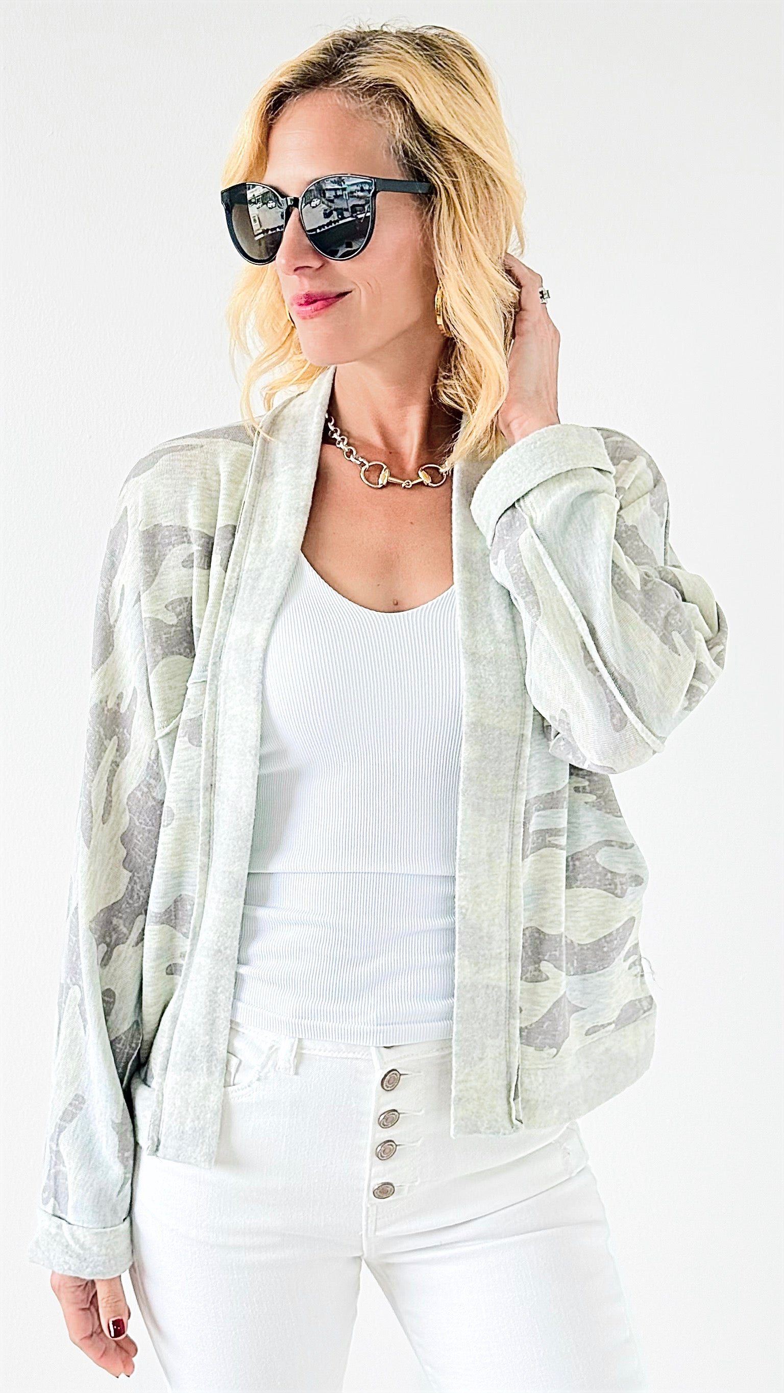 Casual Camo Open Cardigan-150 Cardigans/Layers-mystree-Coastal Bloom Boutique, find the trendiest versions of the popular styles and looks Located in Indialantic, FL
