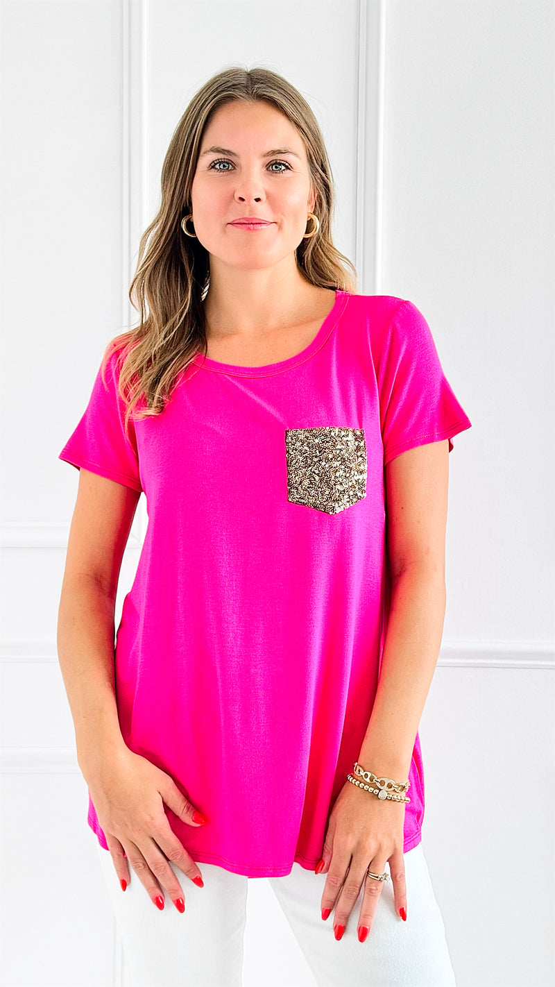 Sparkle Accent Casual Top-110 Short Sleeve Tops-Heimish-Coastal Bloom Boutique, find the trendiest versions of the popular styles and looks Located in Indialantic, FL