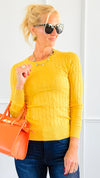 Hailey Knit Pullover Top - Yellow-140 Sweaters-Cielo-Coastal Bloom Boutique, find the trendiest versions of the popular styles and looks Located in Indialantic, FL