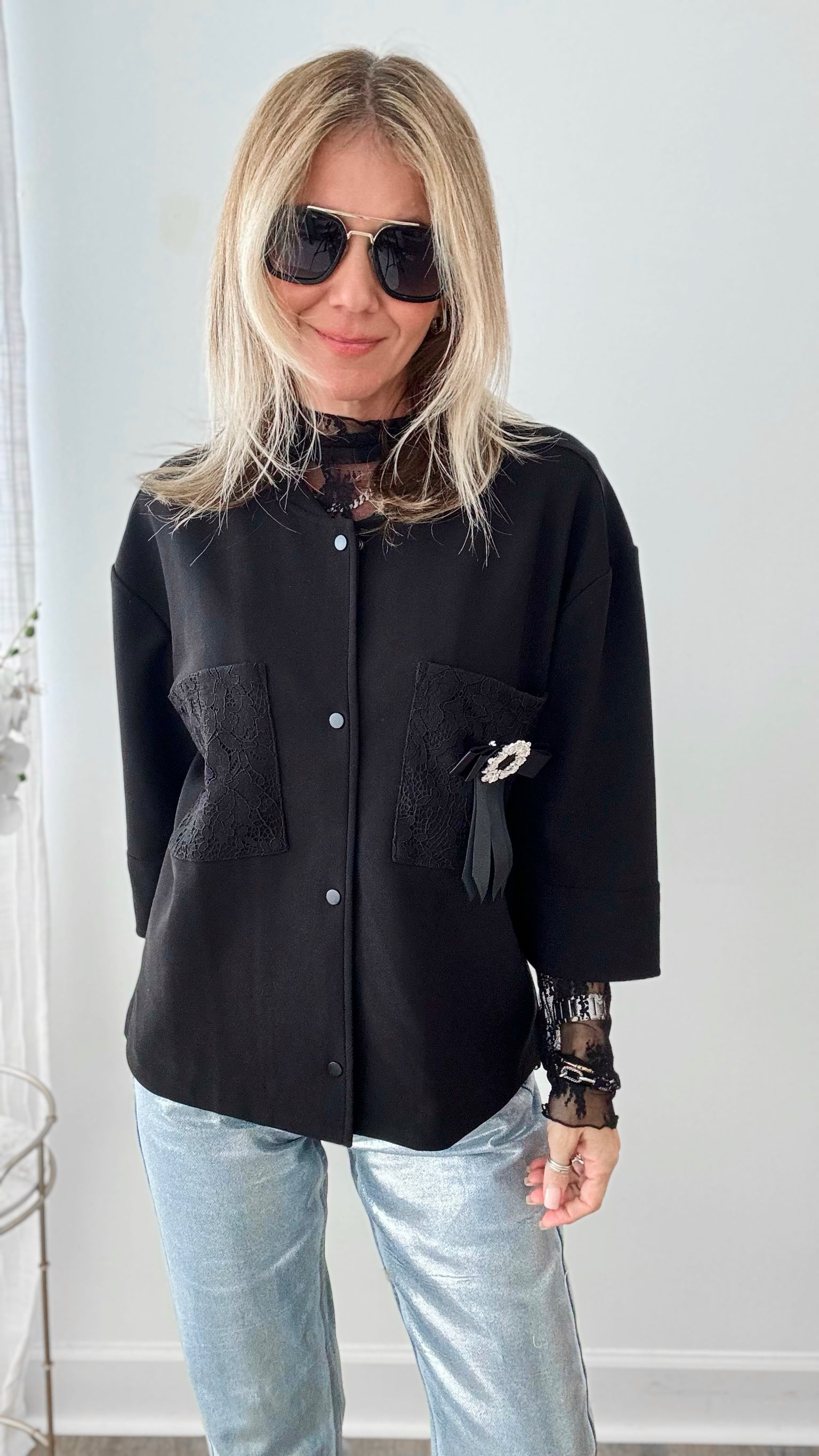Lace Pocket Button Up Kylie Cardigan-160 Jackets-Joh Apparel-Coastal Bloom Boutique, find the trendiest versions of the popular styles and looks Located in Indialantic, FL