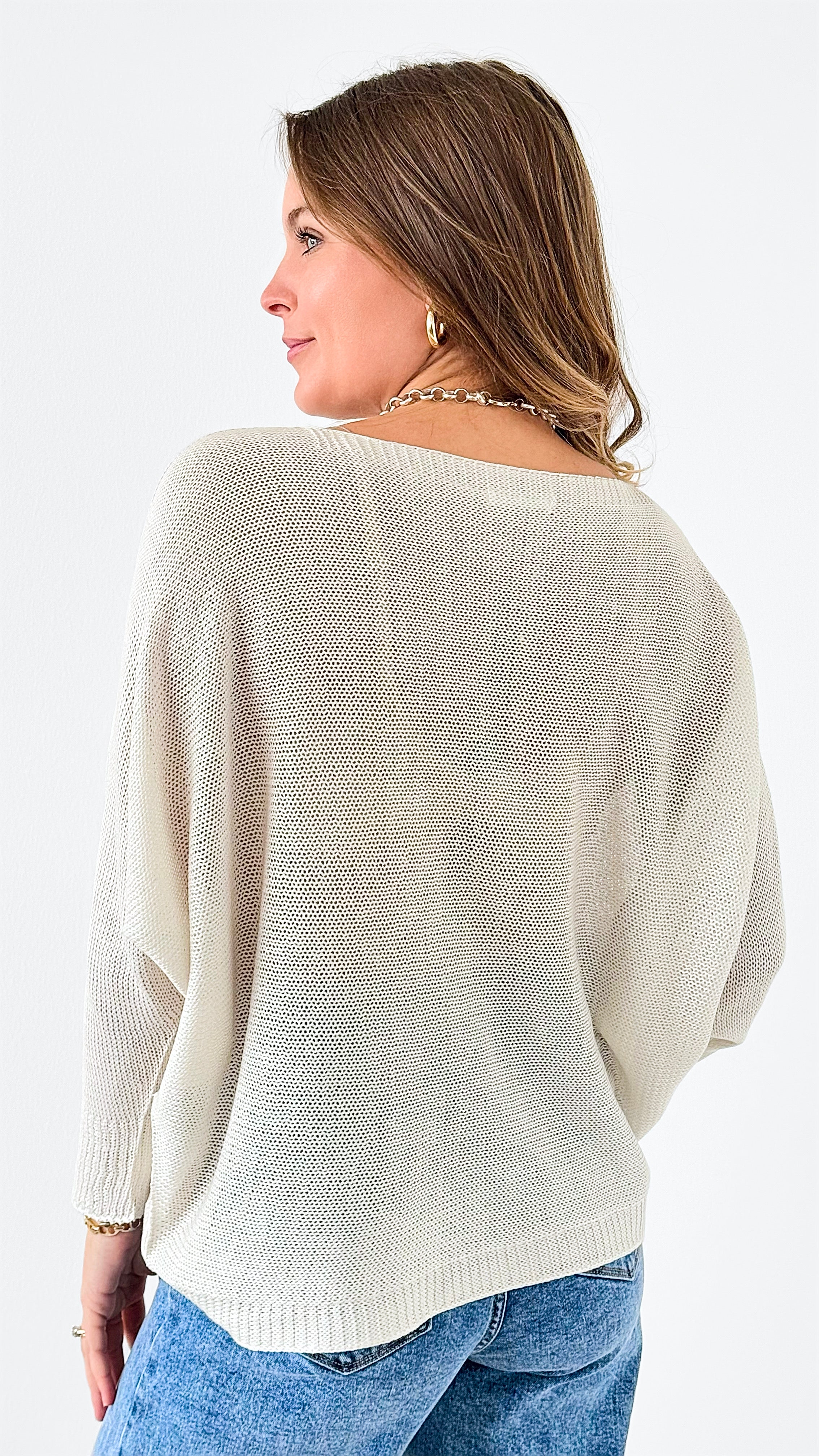 St Tropez Italian Pullover- Ivory-140 Sweaters-Italianissimo-Coastal Bloom Boutique, find the trendiest versions of the popular styles and looks Located in Indialantic, FL