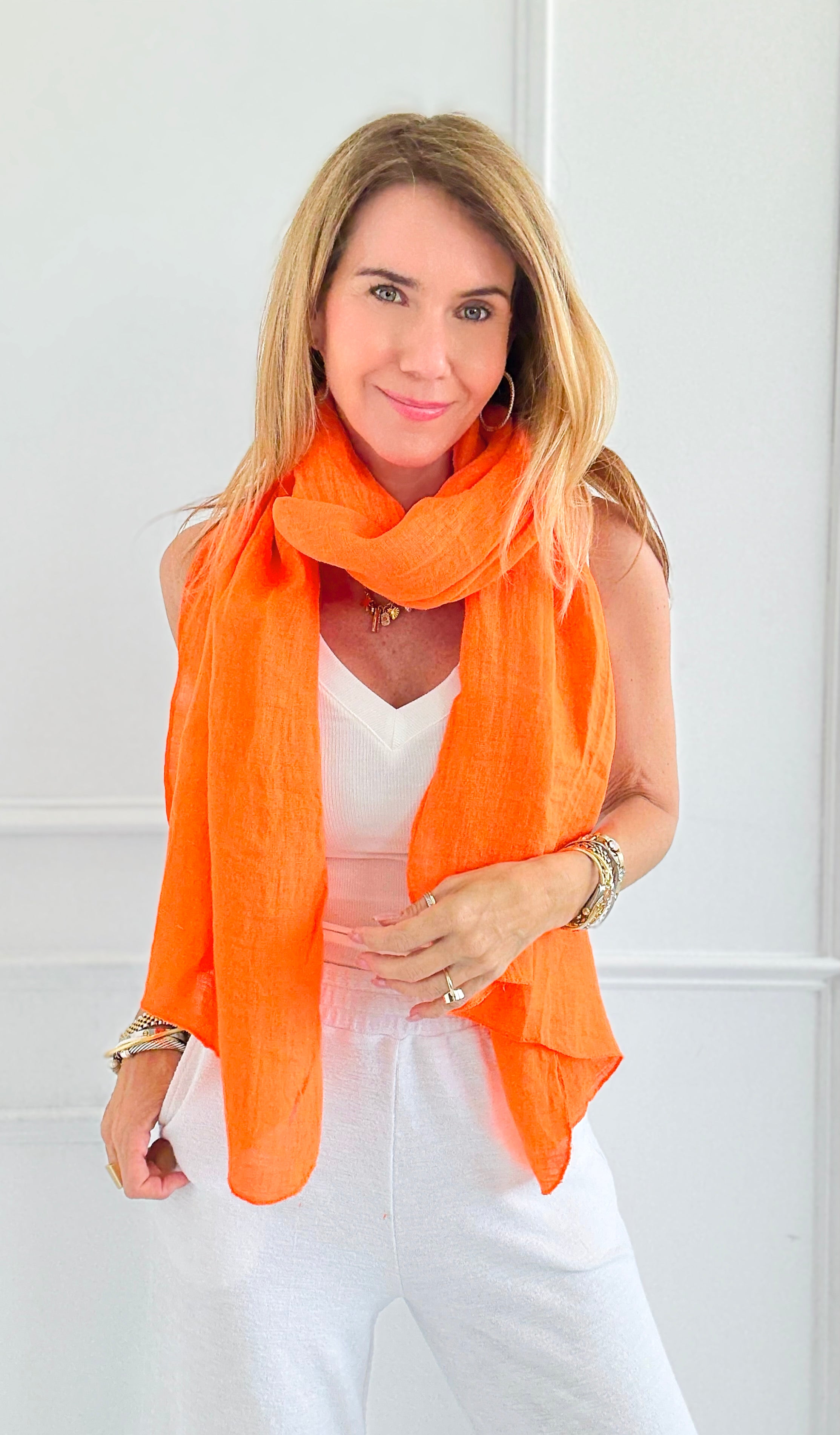 Chic Italian Scarf- Orange-260 Other Accessories-NSP-Coastal Bloom Boutique, find the trendiest versions of the popular styles and looks Located in Indialantic, FL