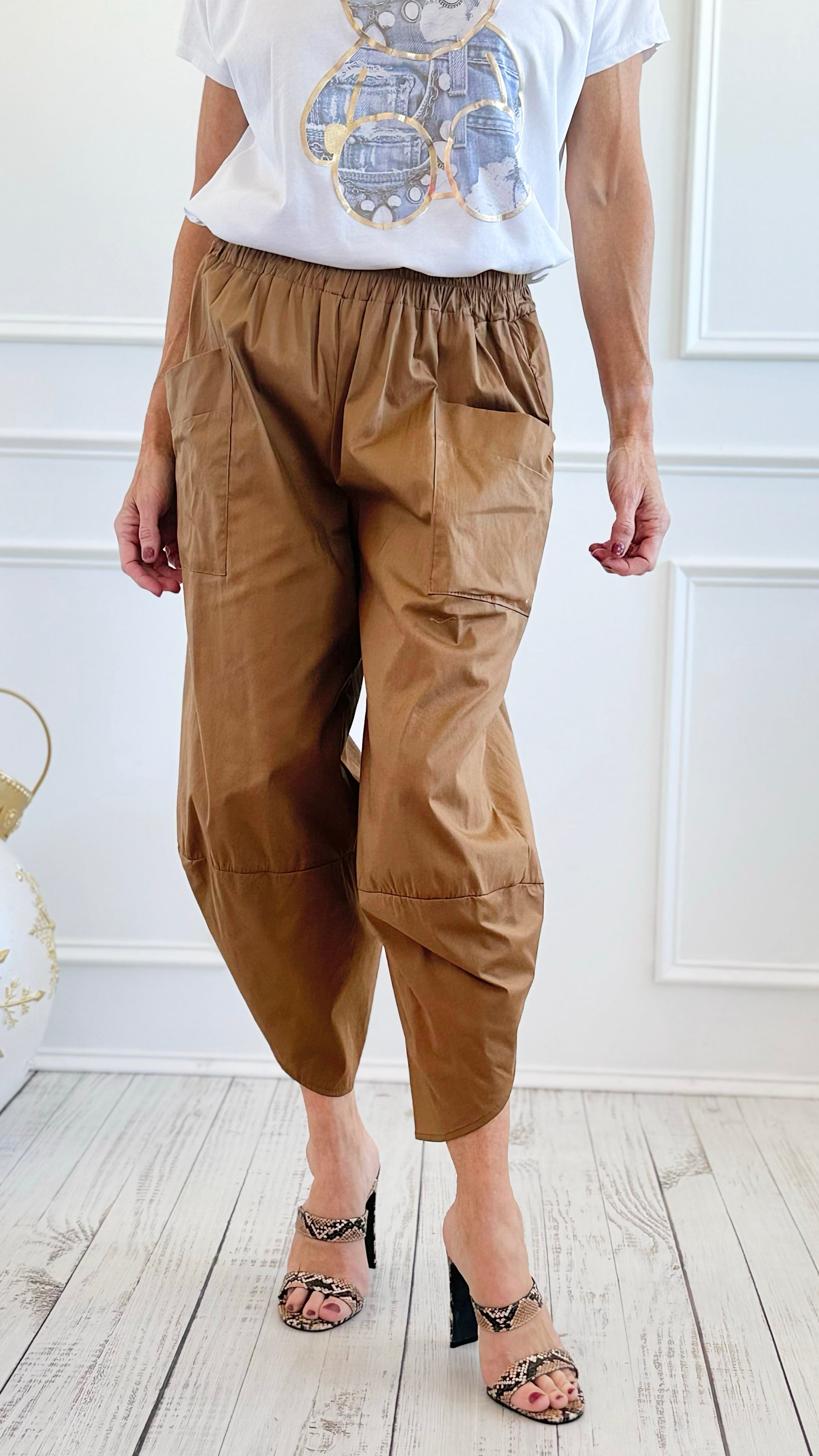 Relax & Go Italian Barrel Pant- Camel-100 Pants-VANESSA-Coastal Bloom Boutique, find the trendiest versions of the popular styles and looks Located in Indialantic, FL