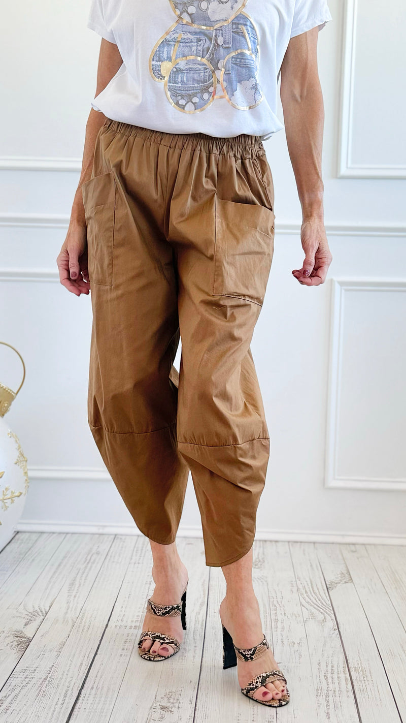 Relax & Go Italian Barrel Pant- Camel-100 Pants-VANESSA-Coastal Bloom Boutique, find the trendiest versions of the popular styles and looks Located in Indialantic, FL