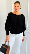 Sunday Muse Dolman Knit Sweater - Black-140 Sweaters-she + sky-Coastal Bloom Boutique, find the trendiest versions of the popular styles and looks Located in Indialantic, FL