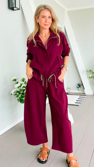 Wildly Comfortable Italian Barrel Pant- Wine