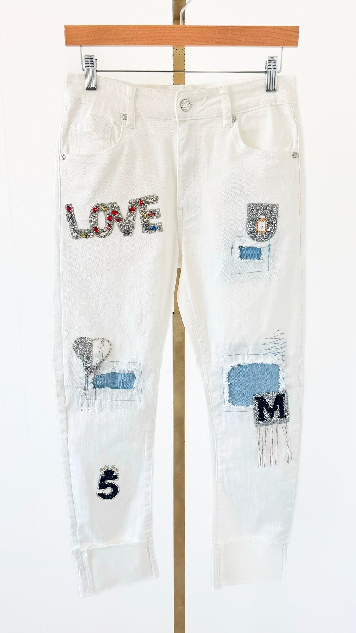 Love & Sparkle Italian Denim Pant- White-190 Denim-DIPINTO DI BLU-Coastal Bloom Boutique, find the trendiest versions of the popular styles and looks Located in Indialantic, FL