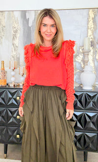 Fringe Cascade Textured Sleeve Sweater-140 Sweaters-Umgee-Coastal Bloom Boutique, find the trendiest versions of the popular styles and looks Located in Indialantic, FL