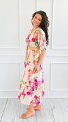 Botanical Belted Italian Midi Dress-200 Dresses/Jumpsuits/Rompers-AZUL MONACO-Coastal Bloom Boutique, find the trendiest versions of the popular styles and looks Located in Indialantic, FL