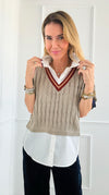 Ivy League Knit Top-110 Short Sleeve Tops-JODIFL-Coastal Bloom Boutique, find the trendiest versions of the popular styles and looks Located in Indialantic, FL