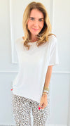 Easy Days Italian Top- White-110 short Sleeve Top-Italianissimo-Coastal Bloom Boutique, find the trendiest versions of the popular styles and looks Located in Indialantic, FL
