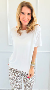 Easy Days Italian Top- White-110 short Sleeve Top-Italianissimo-Coastal Bloom Boutique, find the trendiest versions of the popular styles and looks Located in Indialantic, FL