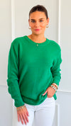 Round Neck Basic Sweater - K GREEN-140 Sweaters-Zenana-Coastal Bloom Boutique, find the trendiest versions of the popular styles and looks Located in Indialantic, FL