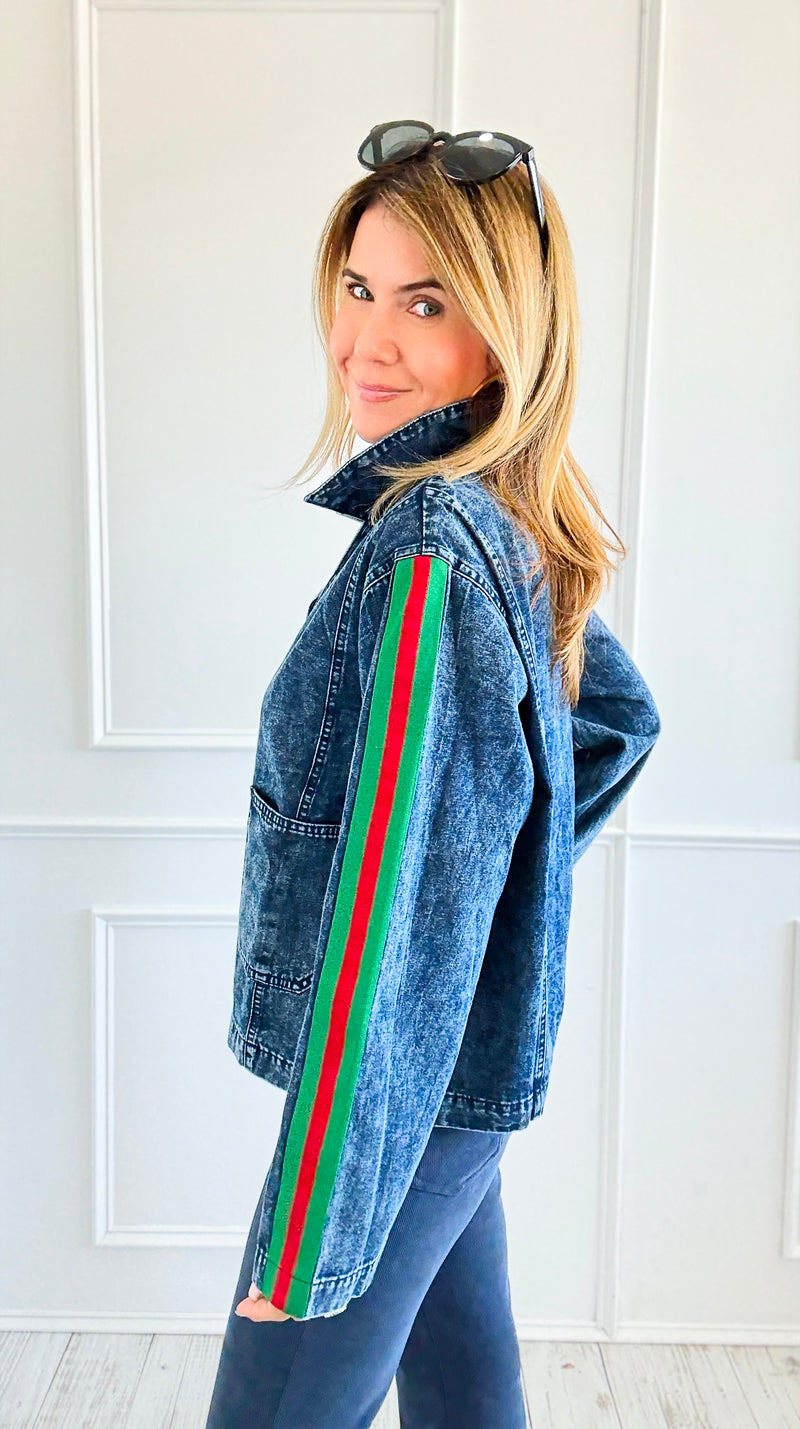 Street Luxe Denim Top-130 Long Sleeve Tops-JODIFL-Coastal Bloom Boutique, find the trendiest versions of the popular styles and looks Located in Indialantic, FL