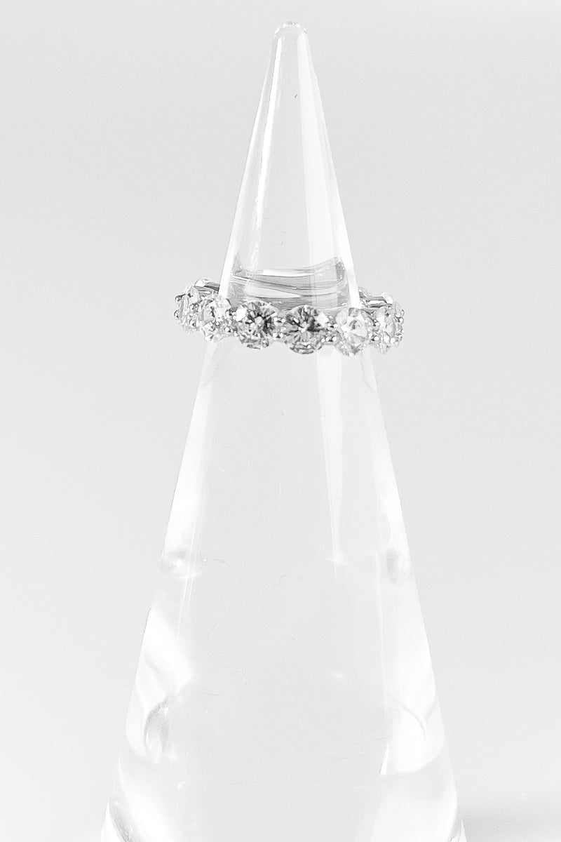 Sterling Silver Clear CZ Eternity Round Cut 5MM Ring-230 Jewelry-NYC-Coastal Bloom Boutique, find the trendiest versions of the popular styles and looks Located in Indialantic, FL