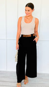 Velour Wide- Leg Pleated Italian Pant- Black-100 Pants-AZUL MONACO-Coastal Bloom Boutique, find the trendiest versions of the popular styles and looks Located in Indialantic, FL