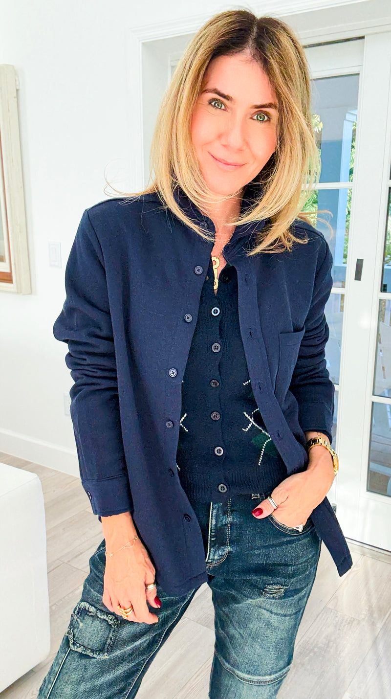 Eileen Fall Shacket - Navy-160 Jackets-Rosio-Coastal Bloom Boutique, find the trendiest versions of the popular styles and looks Located in Indialantic, FL