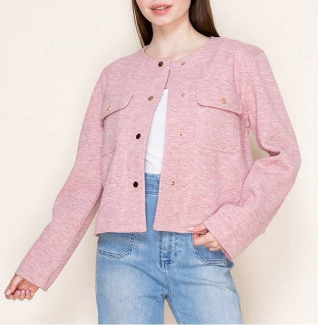 Polished Ease Cropped Jacket-160 Jackets-White Birch-Coastal Bloom Boutique, find the trendiest versions of the popular styles and looks Located in Indialantic, FL