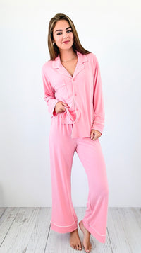 Dreamy Nights Pajama Set - Pink-210 Loungewear/Sets-Zenana-Coastal Bloom Boutique, find the trendiest versions of the popular styles and looks Located in Indialantic, FL