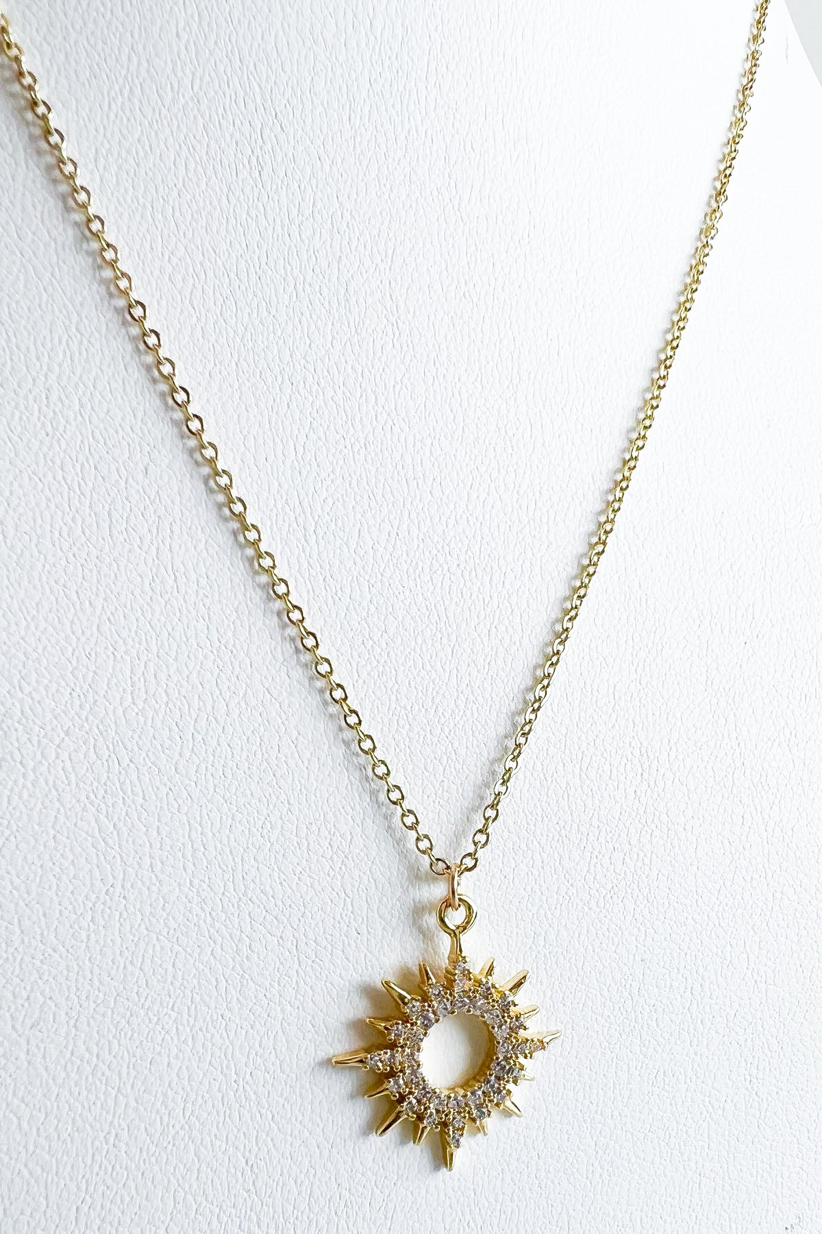 CZ Sun Pendant Necklace-230 Jewelry-BbLila-Coastal Bloom Boutique, find the trendiest versions of the popular styles and looks Located in Indialantic, FL