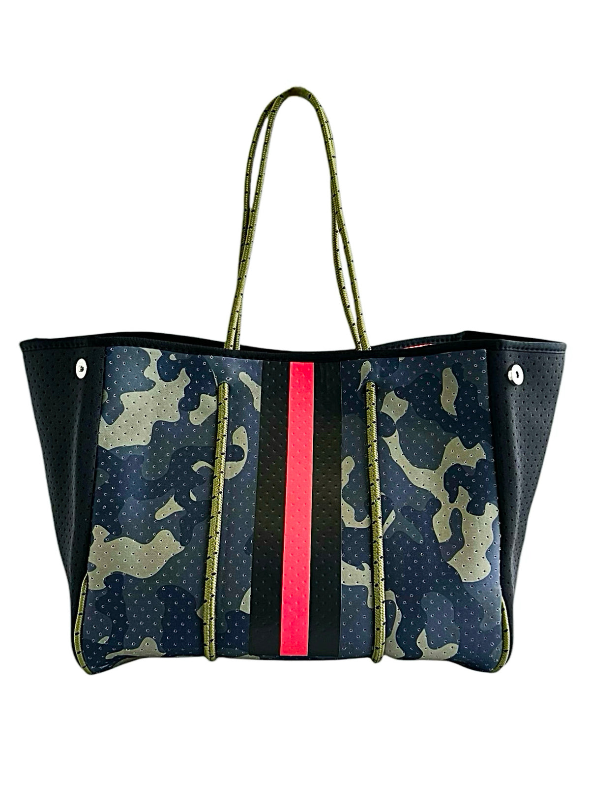 Red Stripe Camo Tote Bag-240 Bags-Peace Love Fashion-Coastal Bloom Boutique, find the trendiest versions of the popular styles and looks Located in Indialantic, FL