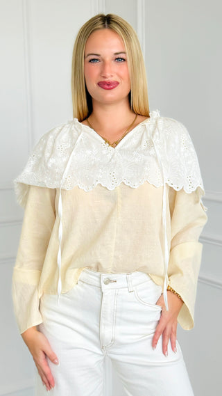 Storybook Scallop Eyelet Cape Blouse