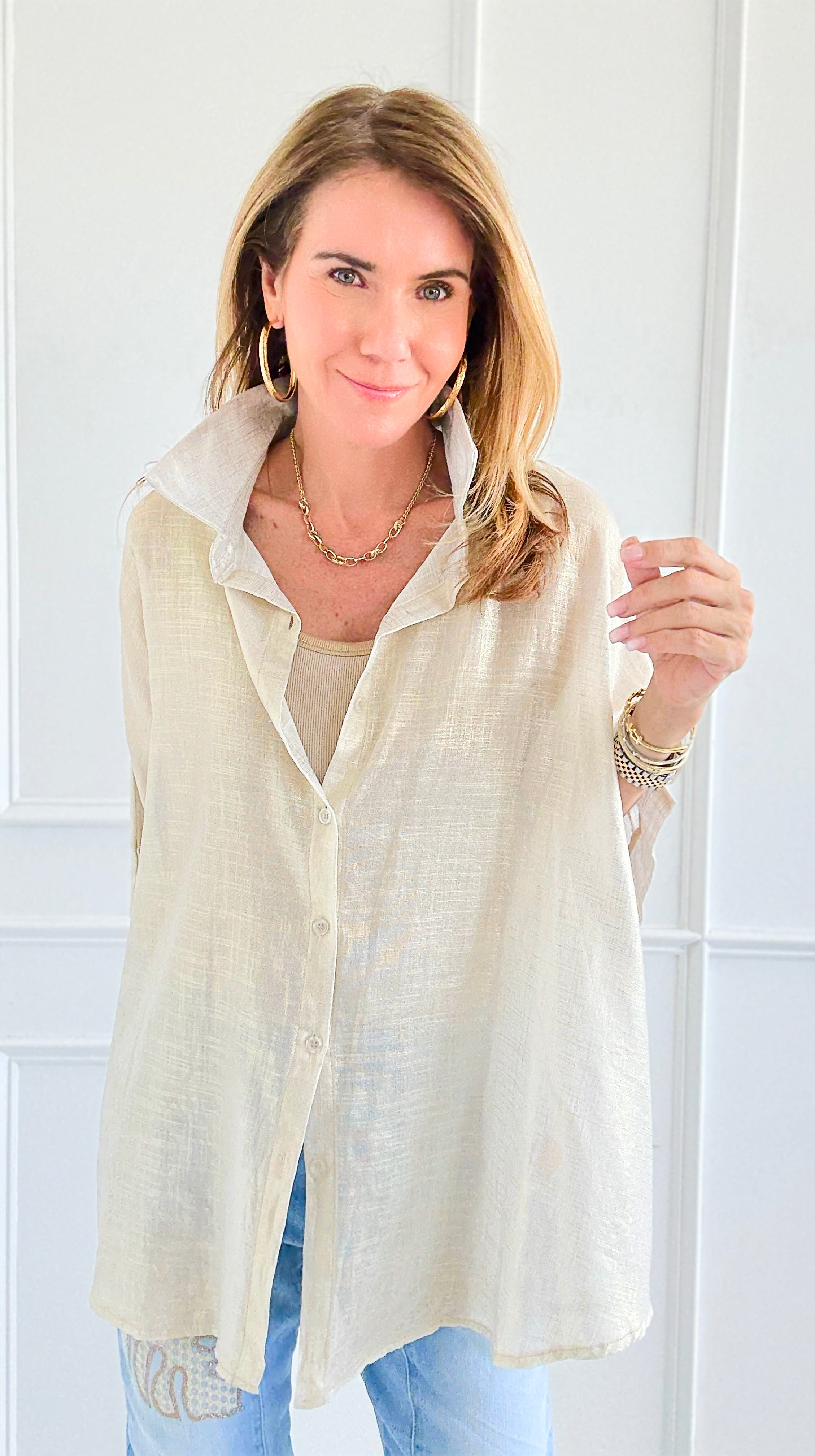 Glow Drift Italian Button Top-170 Bottoms-SEÑORITA C-Coastal Bloom Boutique, find the trendiest versions of the popular styles and looks Located in Indialantic, FL