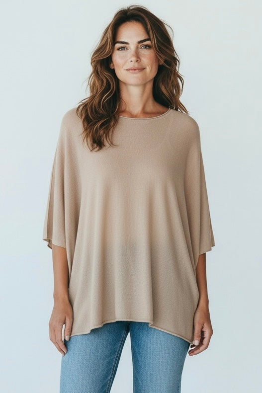 Ease Move Italian Top- Beige-110 Short Sleeve Tops-Aute-Coastal Bloom Boutique, find the trendiest versions of the popular styles and looks Located in Indialantic, FL