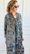 Starry Nights Printed Metallic Cardigan-Leo-150 Cardigans/Layers-Origami Fashion Inc-Coastal Bloom Boutique, find the trendiest versions of the popular styles and looks Located in Indialantic, FL