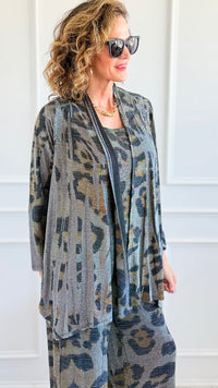 Starry Nights Printed Metallic Cardigan-Leo-150 Cardigans/Layers-Origami Fashion Inc-Coastal Bloom Boutique, find the trendiest versions of the popular styles and looks Located in Indialantic, FL