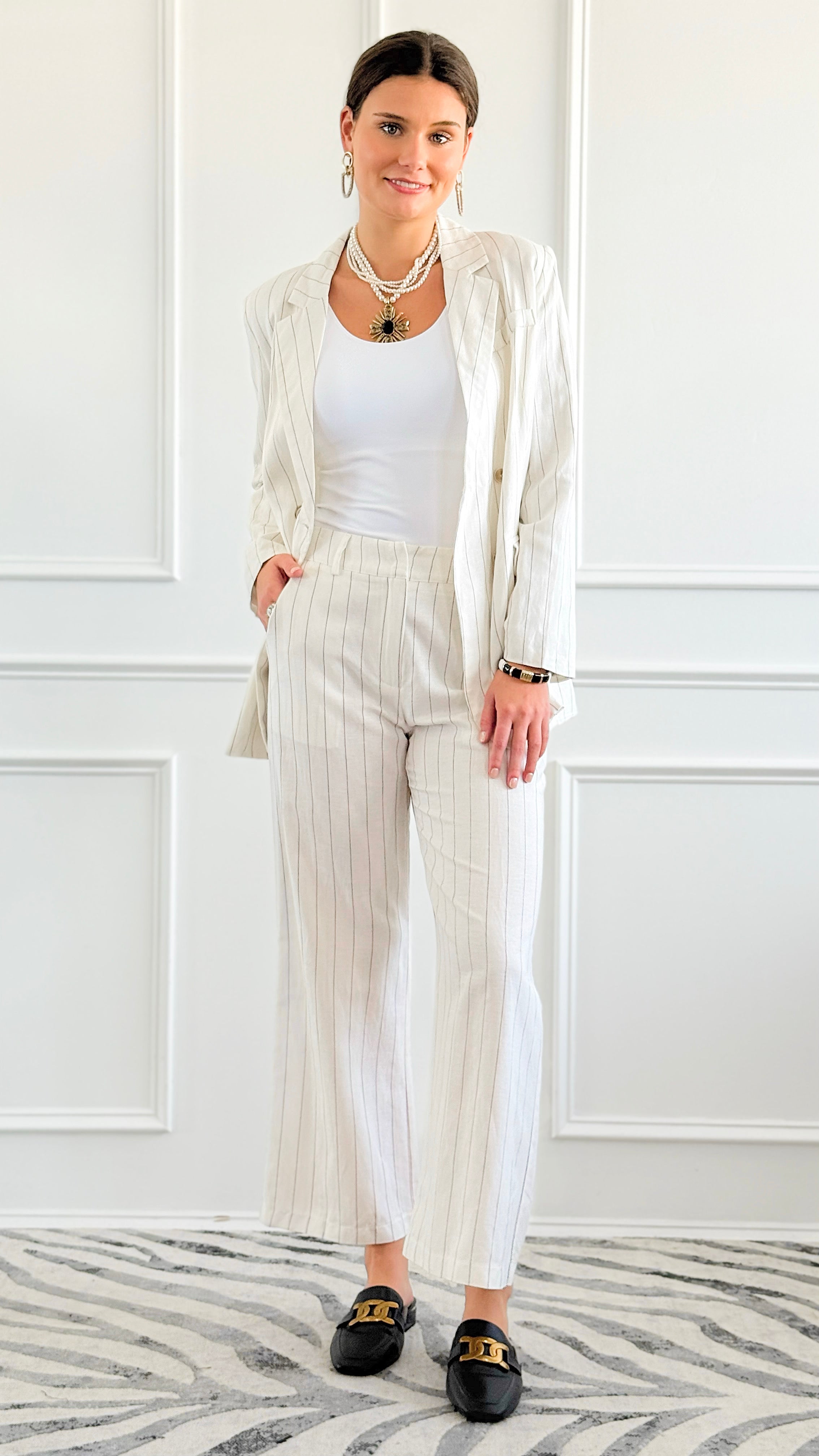 Signature Pinstripe Trouser Pants-170 Bottoms-mystree-Coastal Bloom Boutique, find the trendiest versions of the popular styles and looks Located in Indialantic, FL