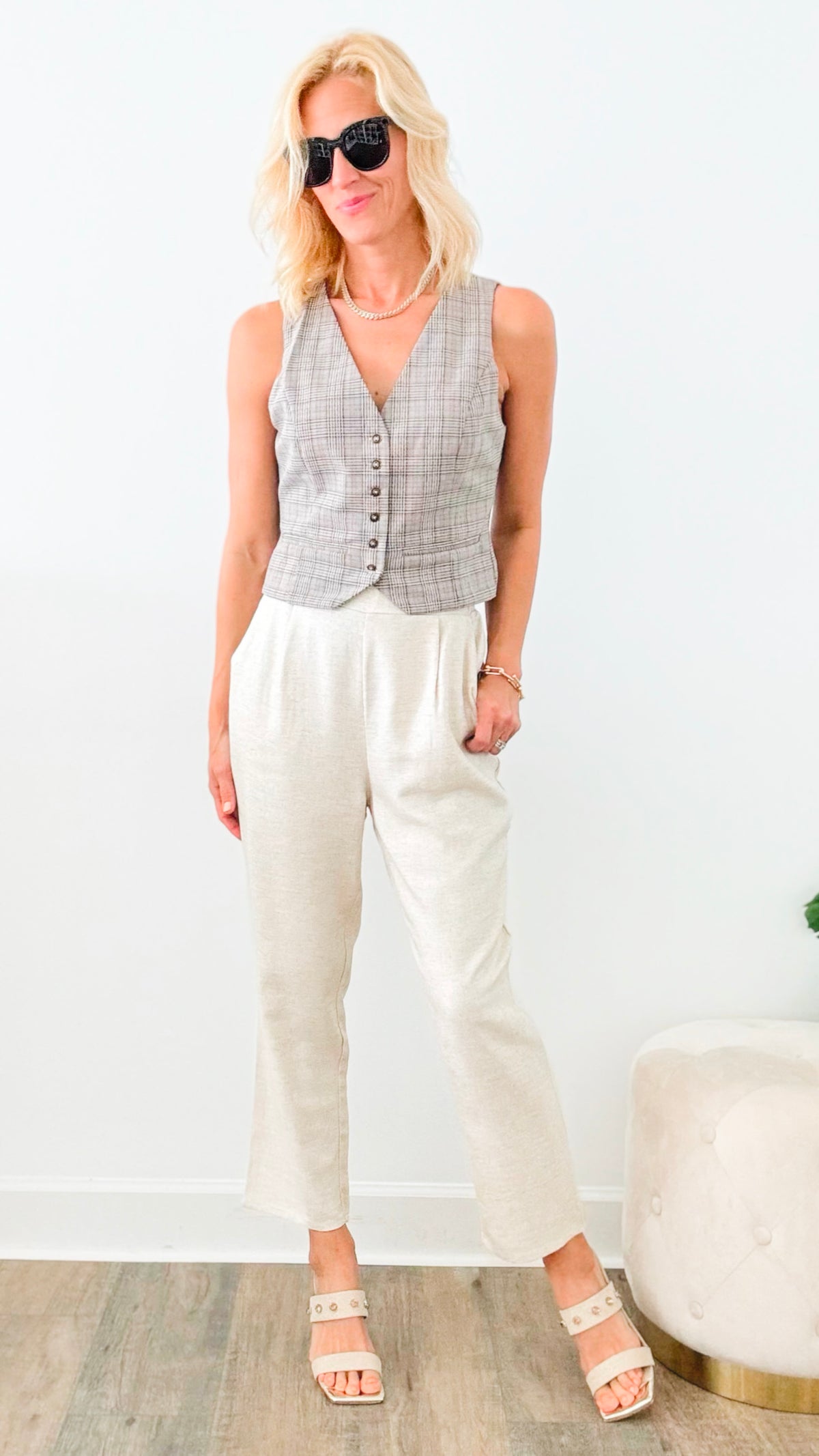 Pockets Straight Leg Pants - Natural-170 Bottoms-EESOME-Coastal Bloom Boutique, find the trendiest versions of the popular styles and looks Located in Indialantic, FL