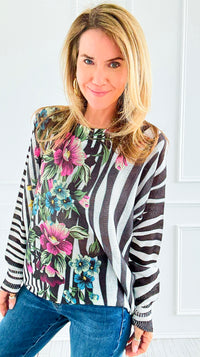 Striped Mirage Italian St Tropez Sweater-140 Sweaters-Italianissimo-Coastal Bloom Boutique, find the trendiest versions of the popular styles and looks Located in Indialantic, FL