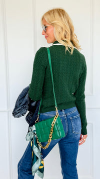Poetry Club Knit Cardigan - Hunter-140 Sweaters-LOVE TREE-Coastal Bloom Boutique, find the trendiest versions of the popular styles and looks Located in Indialantic, FL