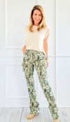 Jungle Bloom Camo Stacked Pants-170 Bottoms-SMOKE RISE RED-Coastal Bloom Boutique, find the trendiest versions of the popular styles and looks Located in Indialantic, FL