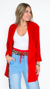Boyfriend Waterfall Blazer - Red-150 Cardigans/Layers-BOOM BOOM JEANS-Coastal Bloom Boutique, find the trendiest versions of the popular styles and looks Located in Indialantic, FL