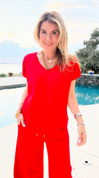 Alys Cotton Italian Top- Red