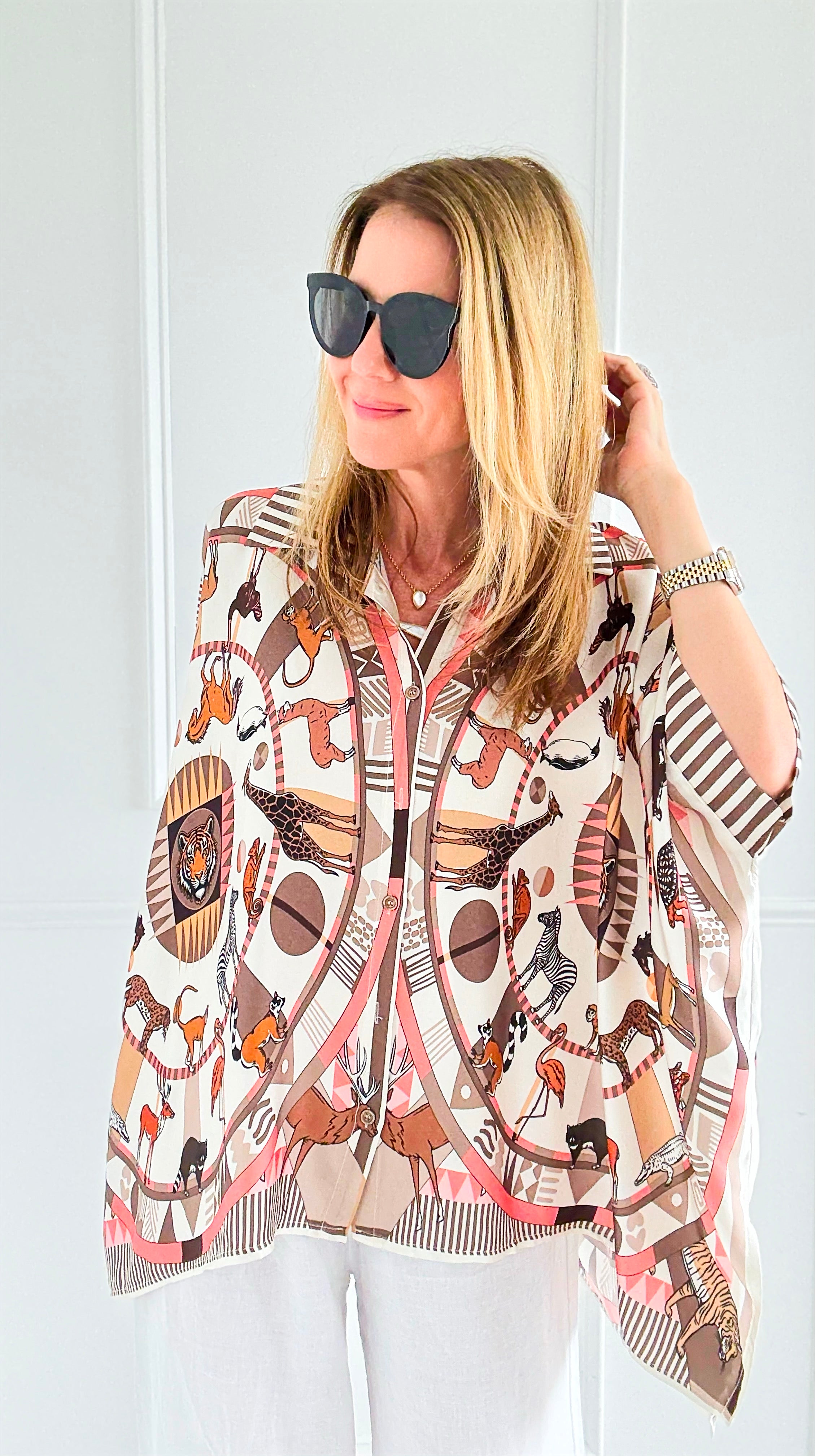 Animalia Halo Italian Button Down Top-110 short Sleeve Top-IT UNIQ-Coastal Bloom Boutique, find the trendiest versions of the popular styles and looks Located in Indialantic, FL