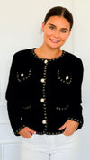 Che'rie Italian Cardigan-Black-150 Cardigans/Layers-Italianissimo-Coastal Bloom Boutique, find the trendiest versions of the popular styles and looks Located in Indialantic, FL