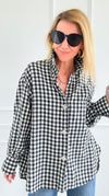 Checked-In Italian Woven Top-110 Long Sleeve Tops-TATTOO Z-Coastal Bloom Boutique, find the trendiest versions of the popular styles and looks Located in Indialantic, FL