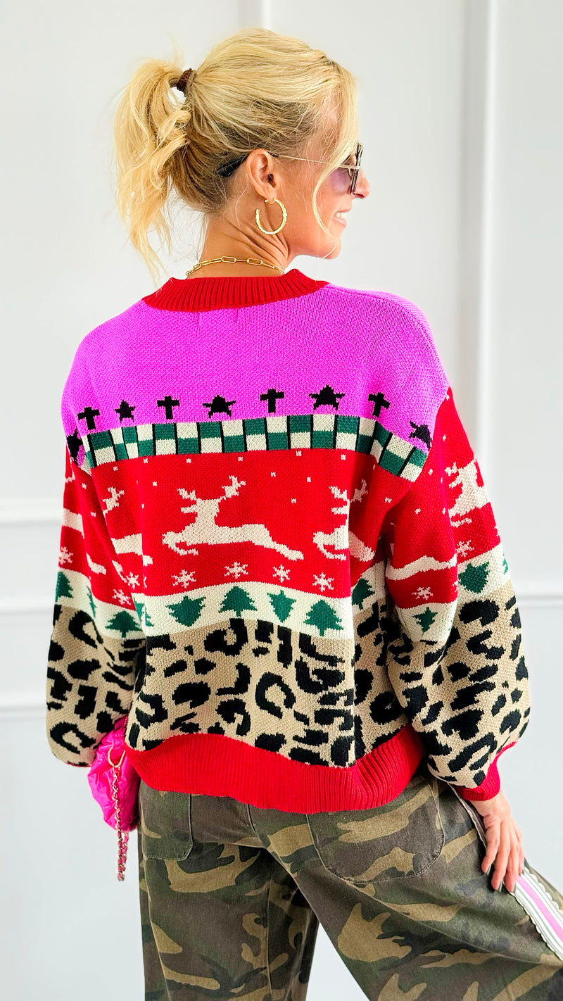 Holiday Patchwork Knit Sweater-140 Sweaters-Anniewear-Coastal Bloom Boutique, find the trendiest versions of the popular styles and looks Located in Indialantic, FL