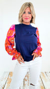 Blossom Belle Colorblock Blouse-110 Short Sleeve Tops-THML-Coastal Bloom Boutique, find the trendiest versions of the popular styles and looks Located in Indialantic, FL