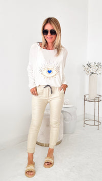 Wild at Heart Faux Leather Crinkle Jogger - Beige-180 Joggers-Venti6-Coastal Bloom Boutique, find the trendiest versions of the popular styles and looks Located in Indialantic, FL
