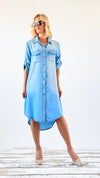 The Everyday Button-Up Denim Dress-200 Dresses/Jumpsuits/Rompers-VENTI6 OUTLET-Coastal Bloom Boutique, find the trendiest versions of the popular styles and looks Located in Indialantic, FL