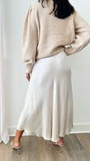 Brooklyn Italian Satin Midi Skirt - Ivory-170 Bottoms-Germany-Coastal Bloom Boutique, find the trendiest versions of the popular styles and looks Located in Indialantic, FL