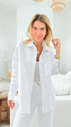 Eileen Fall Shacket - White-160 Jackets-Rosio-Coastal Bloom Boutique, find the trendiest versions of the popular styles and looks Located in Indialantic, FL